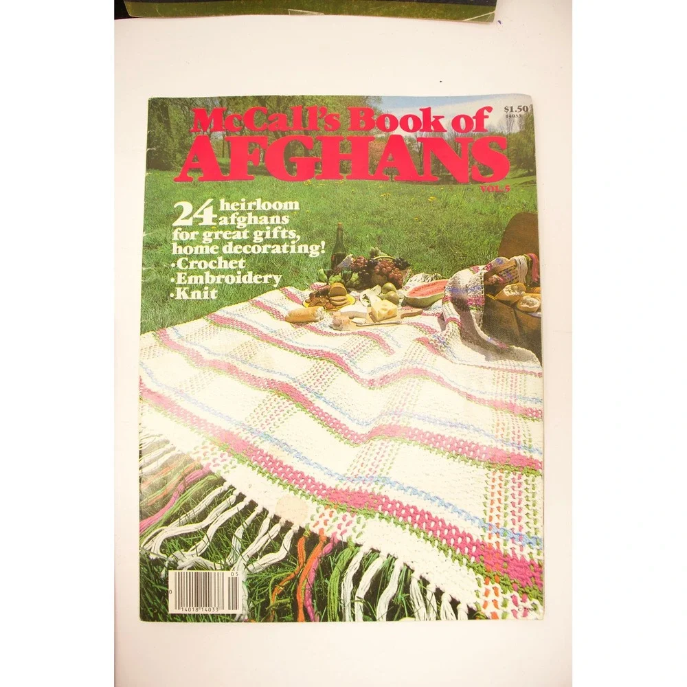 7 Vintage Afghan Crochet & Knitting Pattern Books Bernat McCall's Leisure Arts